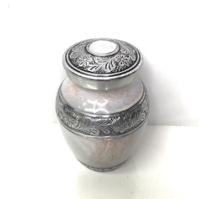 Cream Metal Decorative Ashes Urn 16cm
