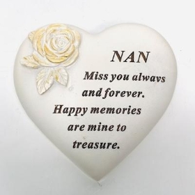Nan Gold Roses Heart 14cm
