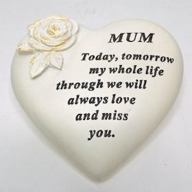 Mum Gold Roses Heart 14cm