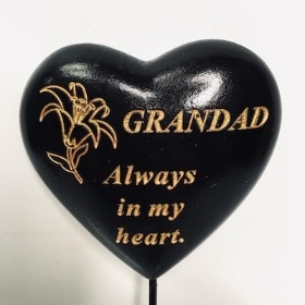 Grandad Black Heart Stick 34cm