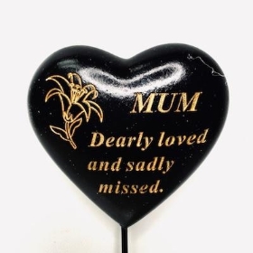 Mum Black Heart Stick 34cm