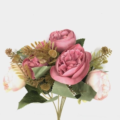 Dusky Pink Open Peony Bush 28cm