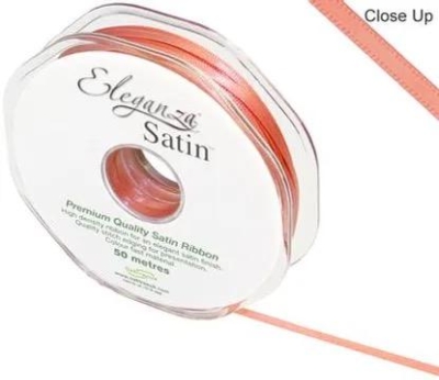 Coral Satin Ribbon 3mm