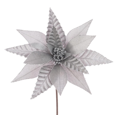 Large Silver Velvet Poinsettia 55cm
