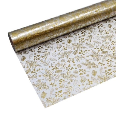 Gold Xmas Foliage Cellophane 80m