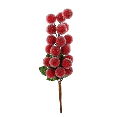 Red Frosted Grape Pick 25cm