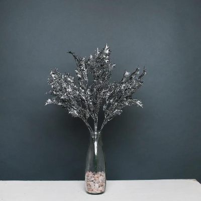 Pewter Holly Bush 35cm