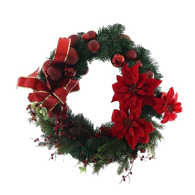 Poinsettia & Pine Wreath 60cm