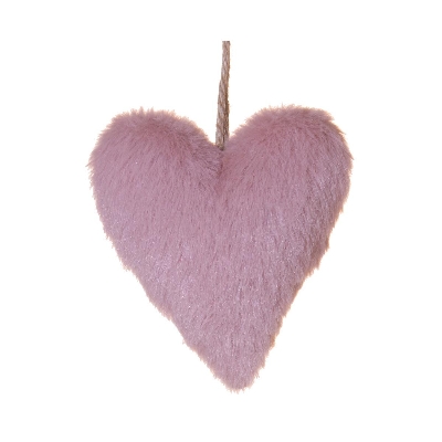 Pink Fur Heart 12cm
