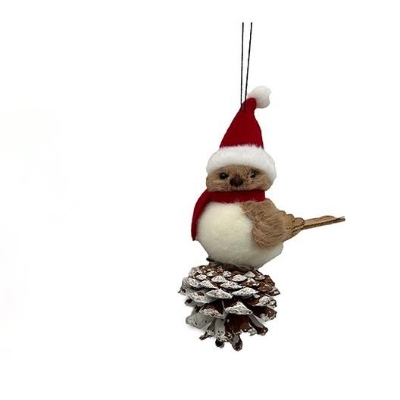 Bird On Pinecone Hanger 18cm