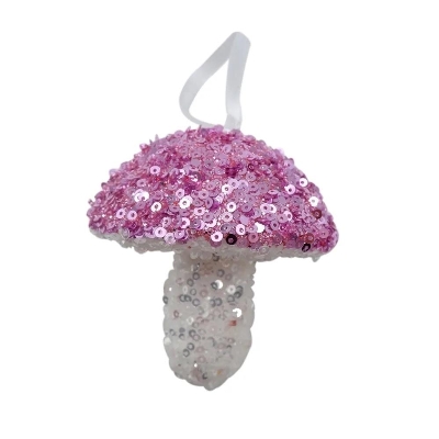 Pink Sequin Mushroom 7cm