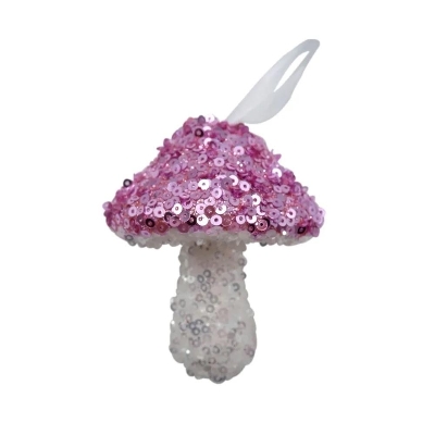 Pink Sequin Mushroom 9cm