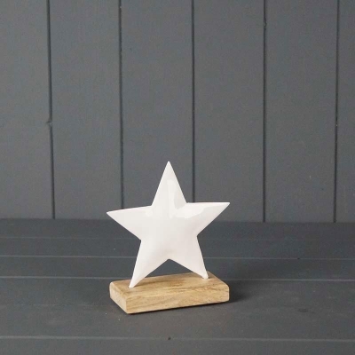 Enamel Star On Wood Base 12cm