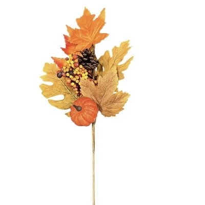 Autumn Cone & Pumpkin Pick 43cm