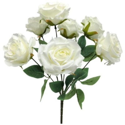 Large Ivory Rose Bush 43cm