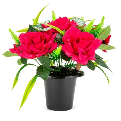 Cerise Rose Grave Pot 28cm