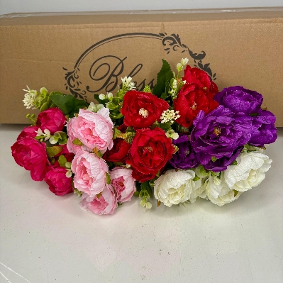 48 x Peony & Eucalyptus Bush 30cm