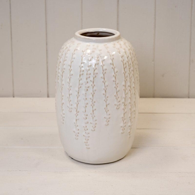 Medium Cream Ribbed Vase 24cm