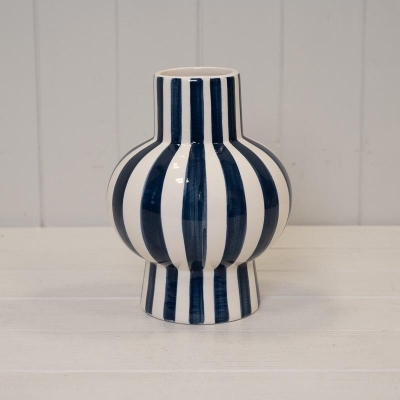 Blue Stripe Round Vase 21cm