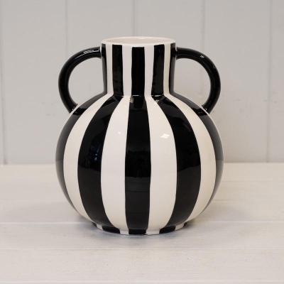 Black Stripe Statement Vase 19cm