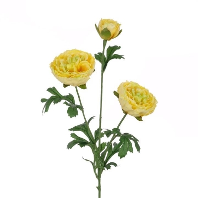 Yellow Fluffy Ranunculus 65cm