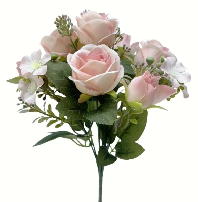 Pink Rose, Bud & Foliage Bush 30cm