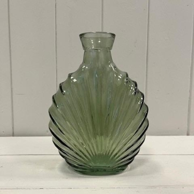 Vintage Green Shell Vase 17cm