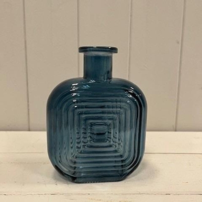 Blue Square Bottle Vase 14cm