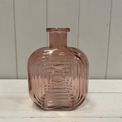 Rose Pink Square Bottle Vase 14cm