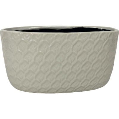 White Leaf Oval Bowl 19cm