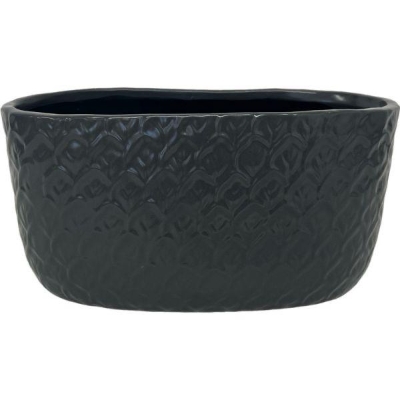 Grey Leaf Oval Bowl 19cm