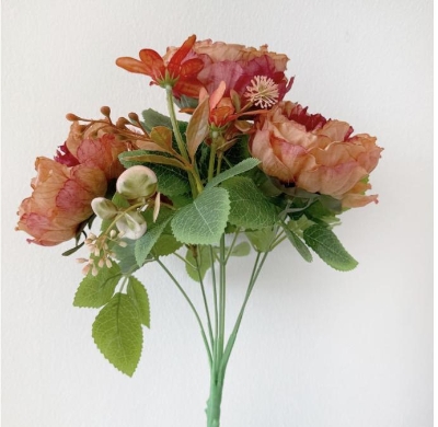 Deep Coral Peony Bush 37cm