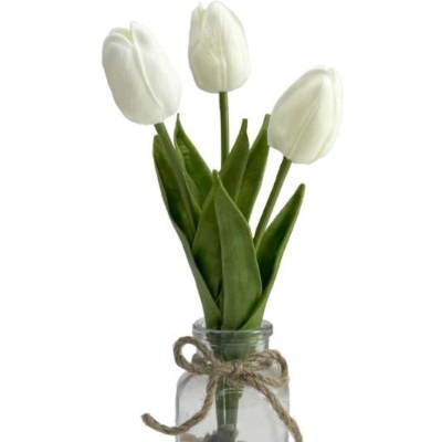 White Tulips In Vase 26cm