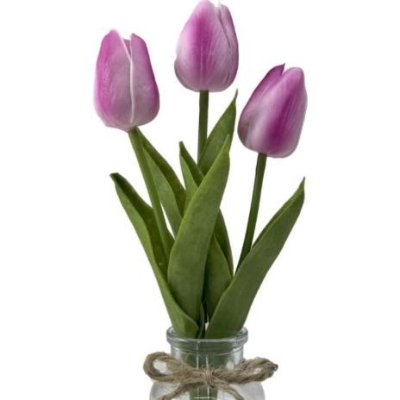 Purple Tulips In Vase 26cm
