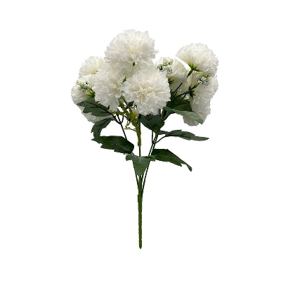 White Pom Pom Bush 34cm
