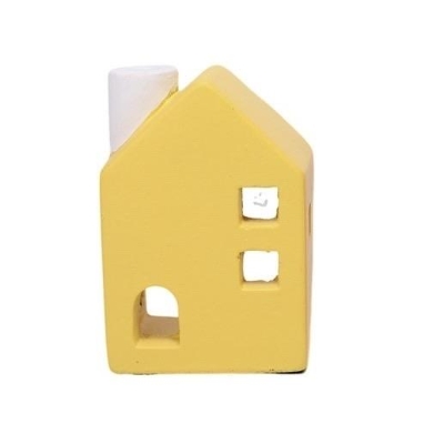 Yellow House Tealight Holder 12cm