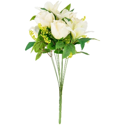 White Rose & Lily Bouquet 50cm
