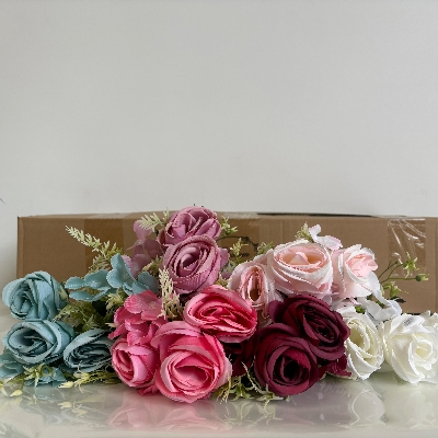 Rose & Fern Bush 30cm