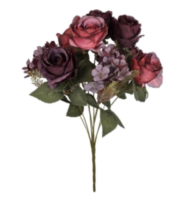 Burgundy Rose & Hydrangea Bush 47cm