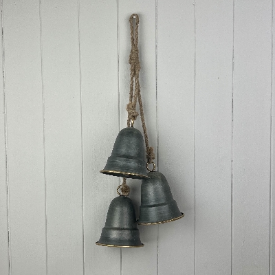 3 x Hanging Grey Bells 55cm