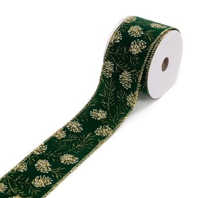 Green Gold Cone Ribbon 10yds