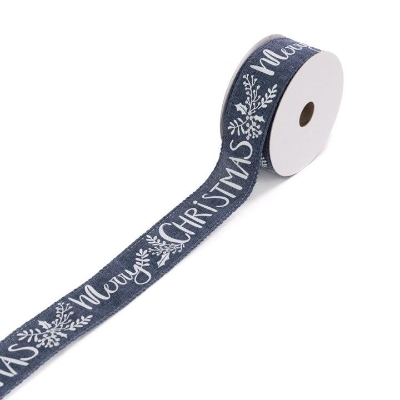 Blue Merry Christmas Ribbon 10yds