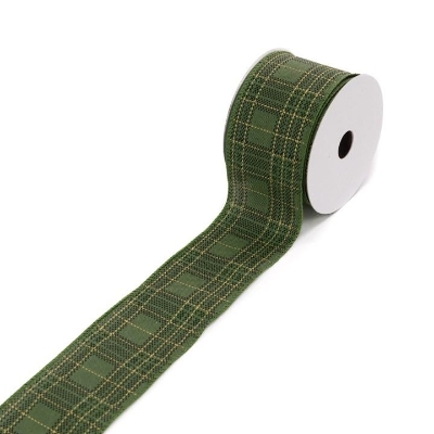Green Tartan Ribbon 10yds