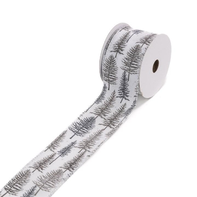 Grey Tree White Ribbon 10yds