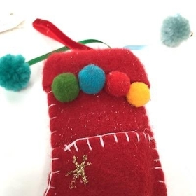 Red Felt Stocking Decoration 14cm