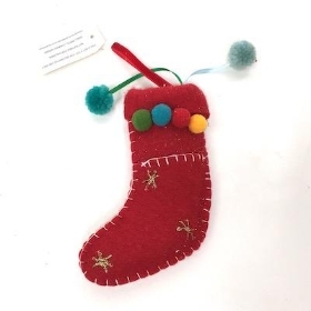 Red Felt Stocking Decoration 14cm