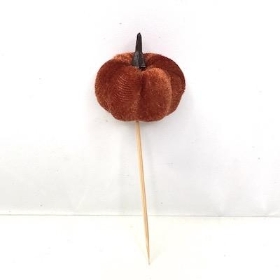 Brown Velvet Pumpkin Pick 10cm