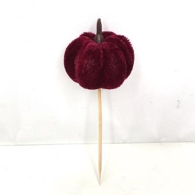 Burgundy Velvet Pumpkin Pick 10cm