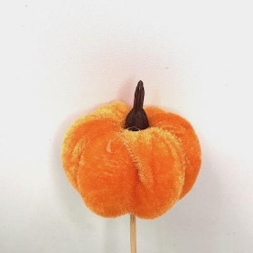 Orange Velvet Pumpkin Pick 10cm