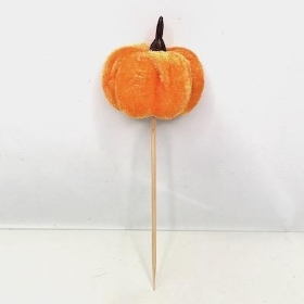 Orange Velvet Pumpkin Pick 10cm